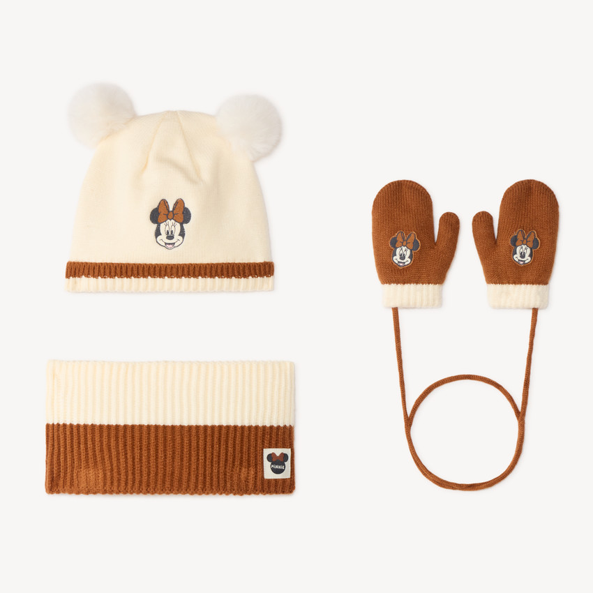 Set de gorro + bufanda + manoplas Minnie para bebé niña 