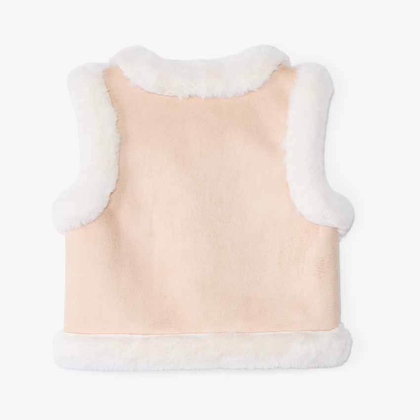 Gilet sans manches en suédine brodé et sherpa pour bébé fille  