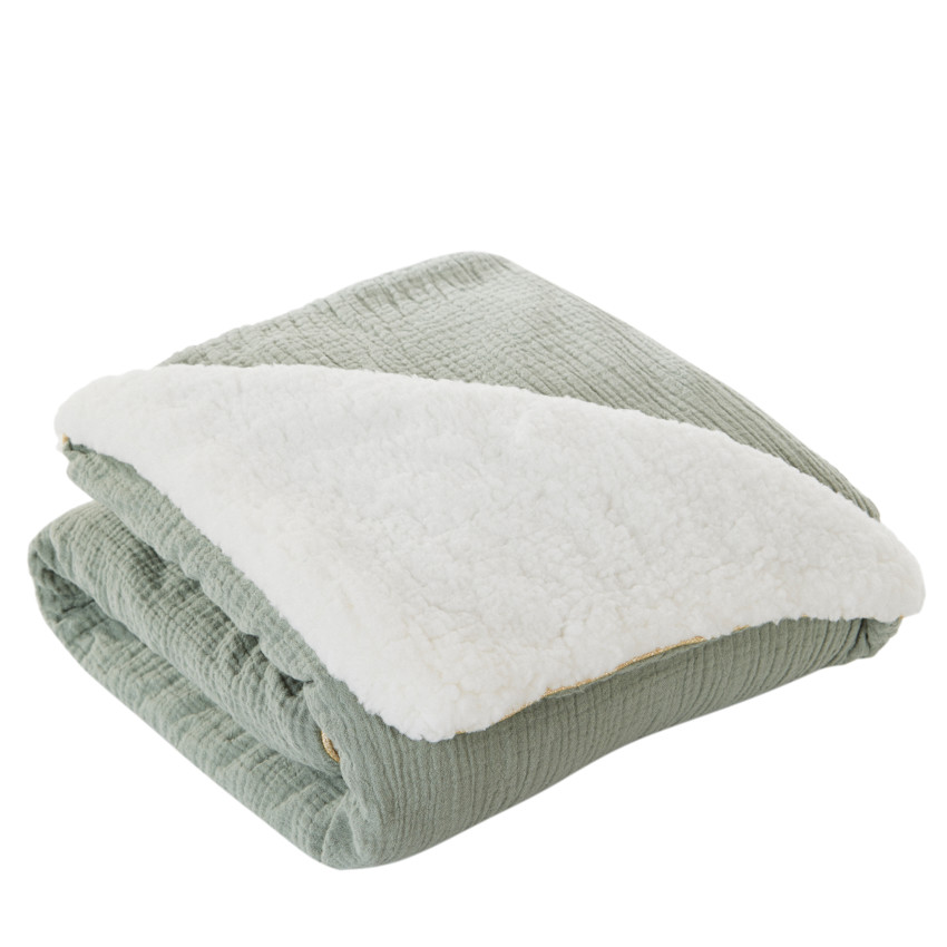 Manta de tetra doble sherpa 80 x 80 cm verde 