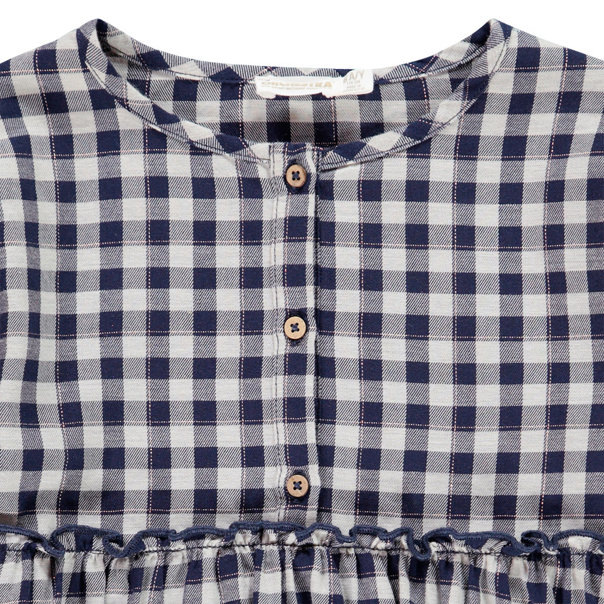 Túnica manga larga estampado cuadros 