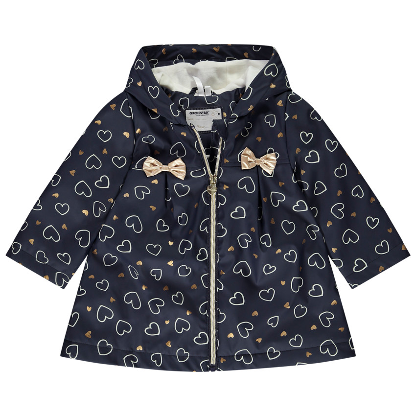 Parka goma estampado corazones y forrada para bebe nina Orchestra