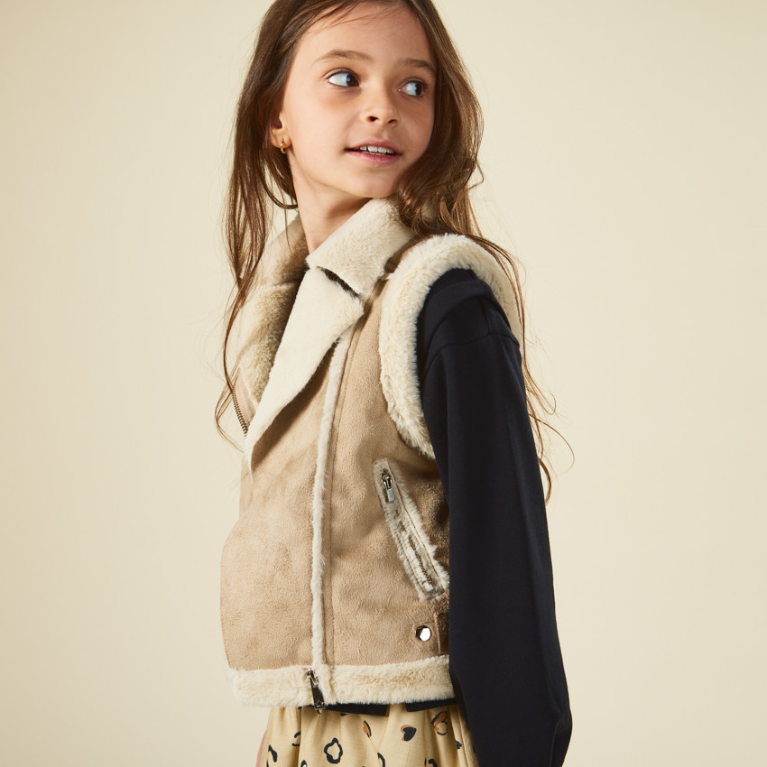 Perfecto sans manches en su dine et sherpa pour fille