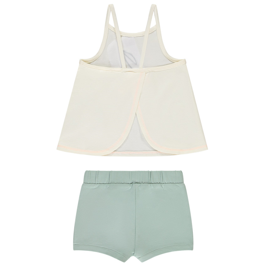 Conjunto de 2 piezas con cerezas efecto pétalos 3D para bebé niña 