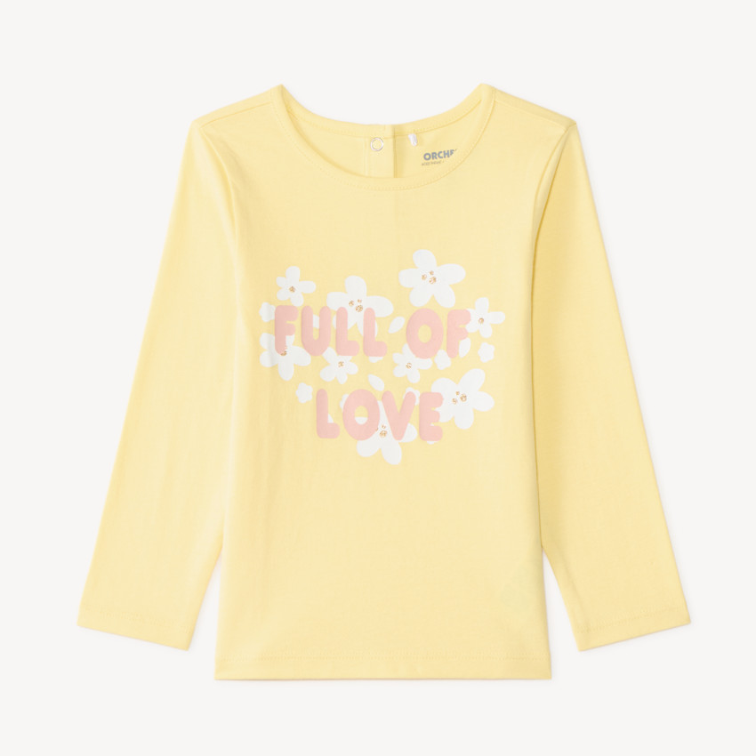 Camiseta de manga larga para bebé niña con estampado brillante y divertido. 