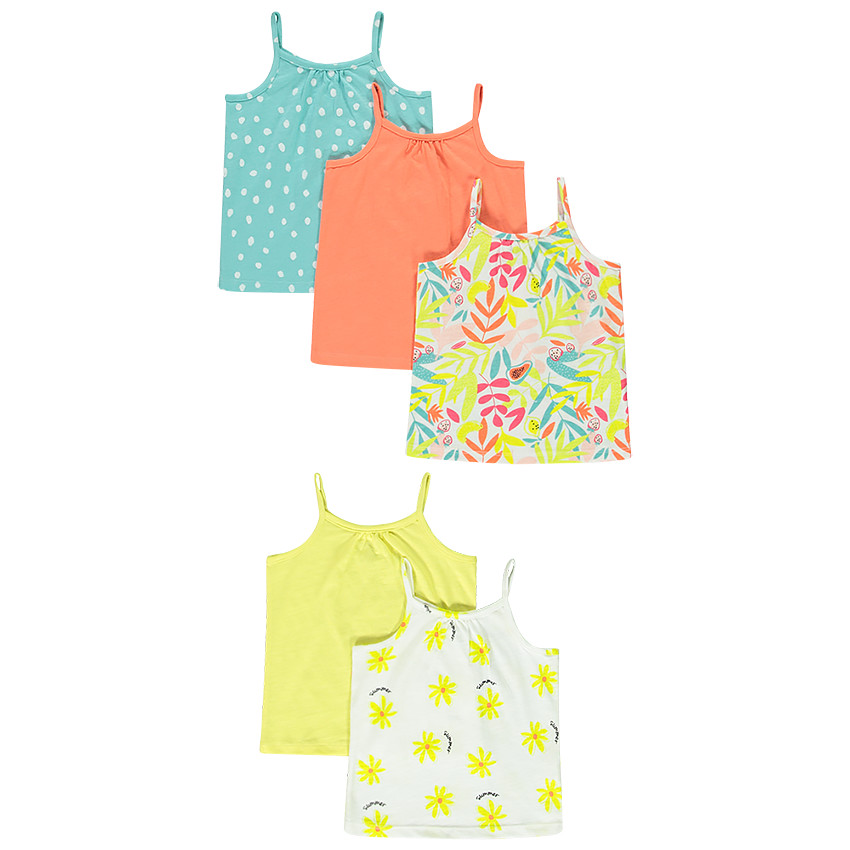 Lote de 5 camisetas sin mangas de colores para bebé niña 