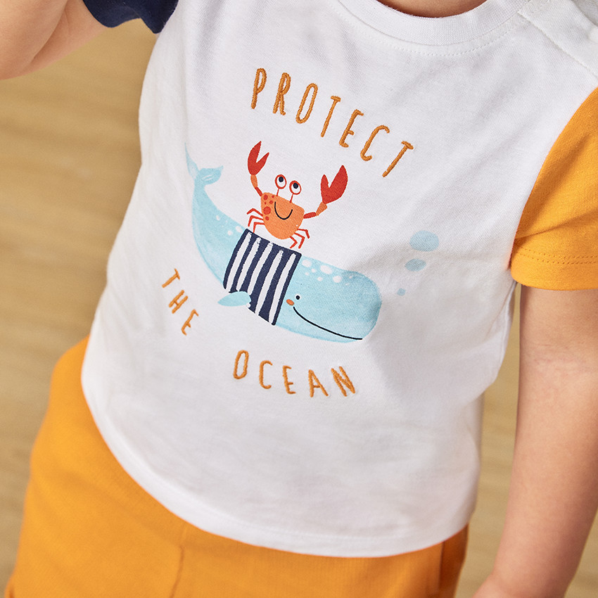 Conjunto 2 piezas efecto color block para bebé niño 