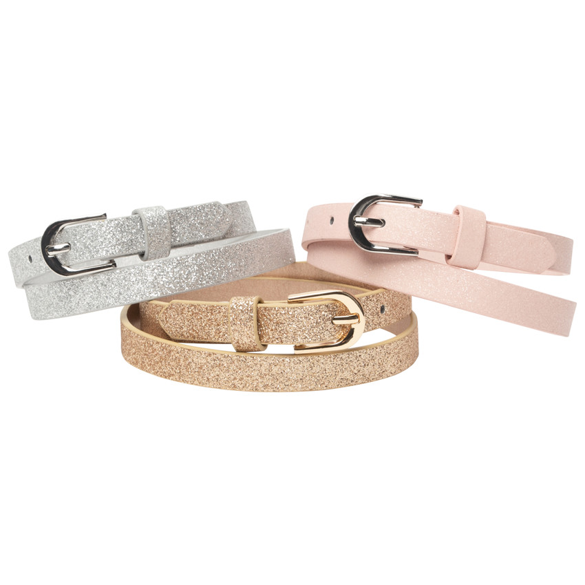 Pack 3 cinturones purpurina/ liso 