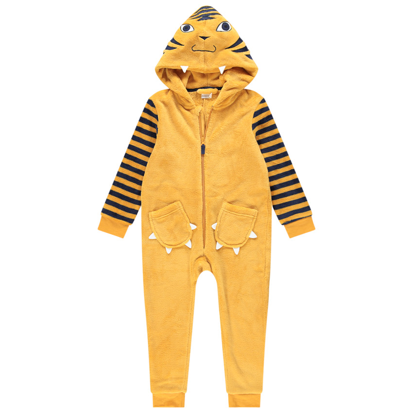 Pijama de borreguillo con tigre y detalles bordados 