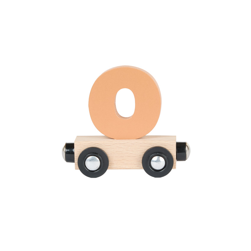 Wagon de madera letra "O" - marrón 