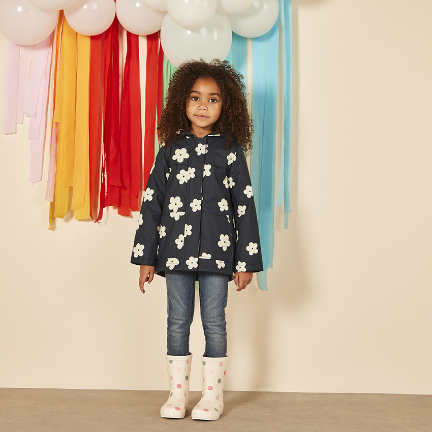 Parka goma acolchada estampado flores para niña 