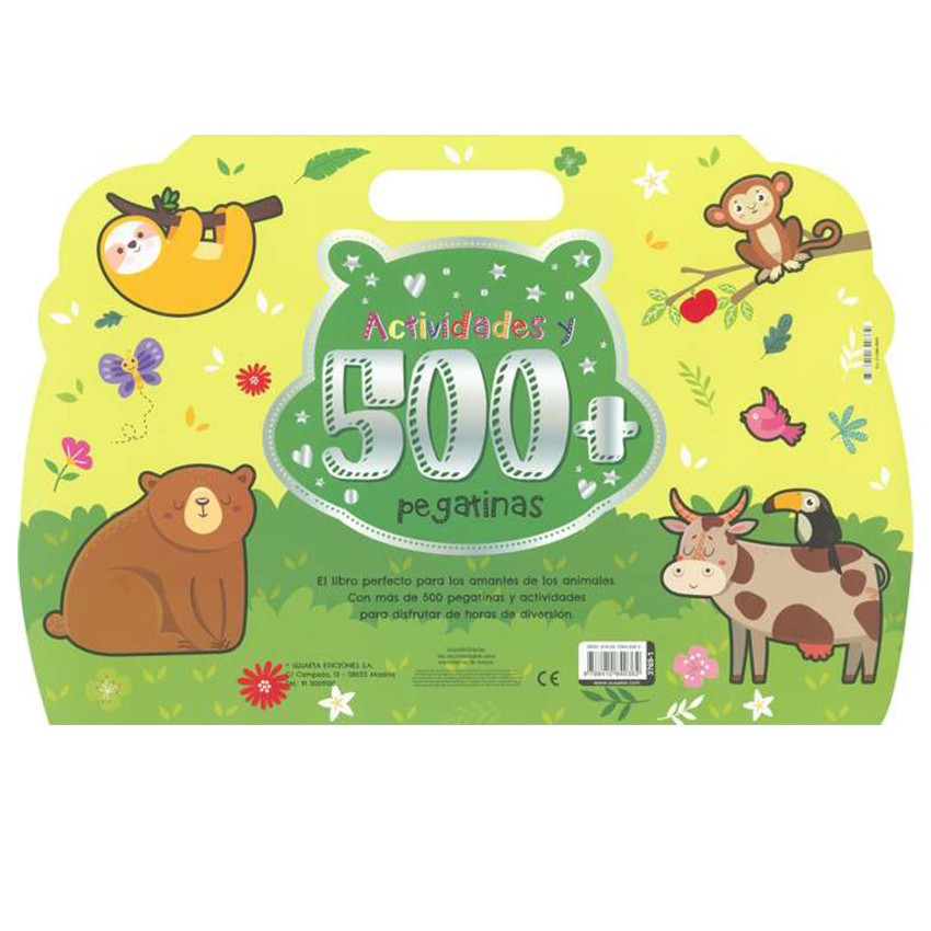 Libro de actividades Animales con 500 pegatinas y lápices de colores +5años 