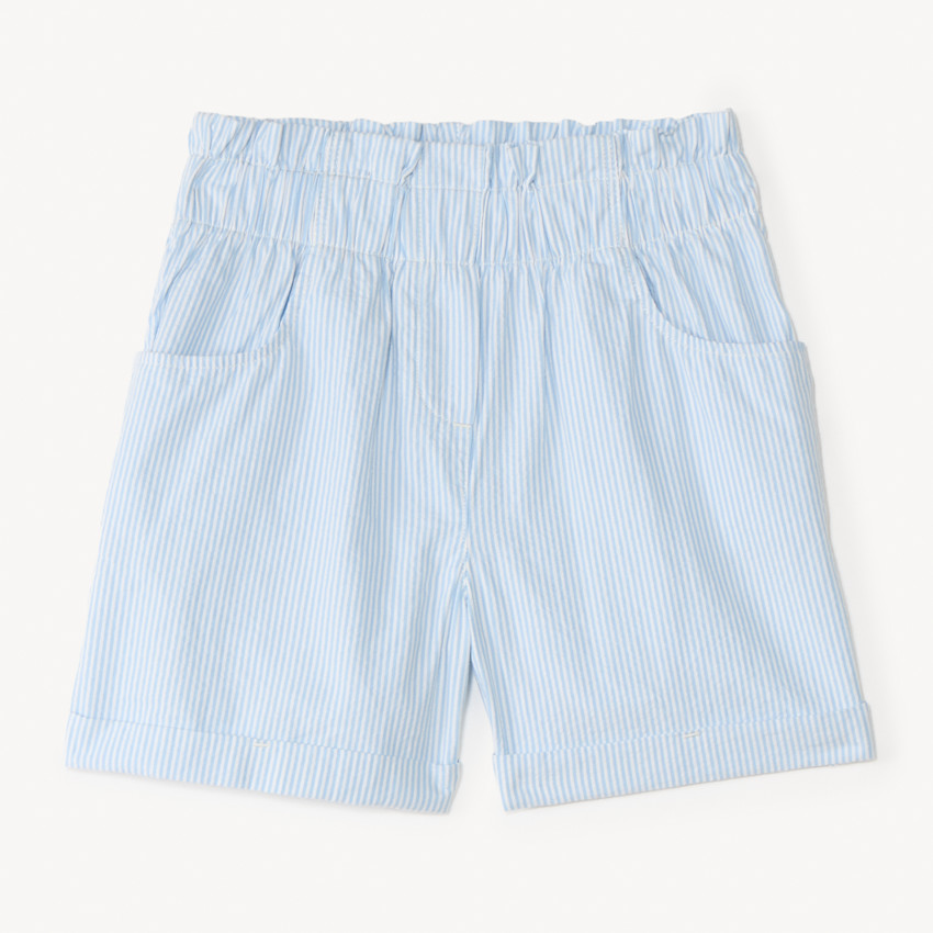 Short acampanado de seersucker a rayas niña 