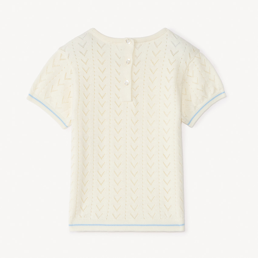 Jersey de manga corta de punto calado para bebé niña 