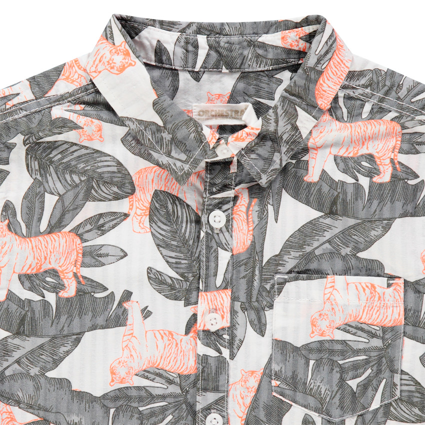 Camisa manga corta estampado vegetal 