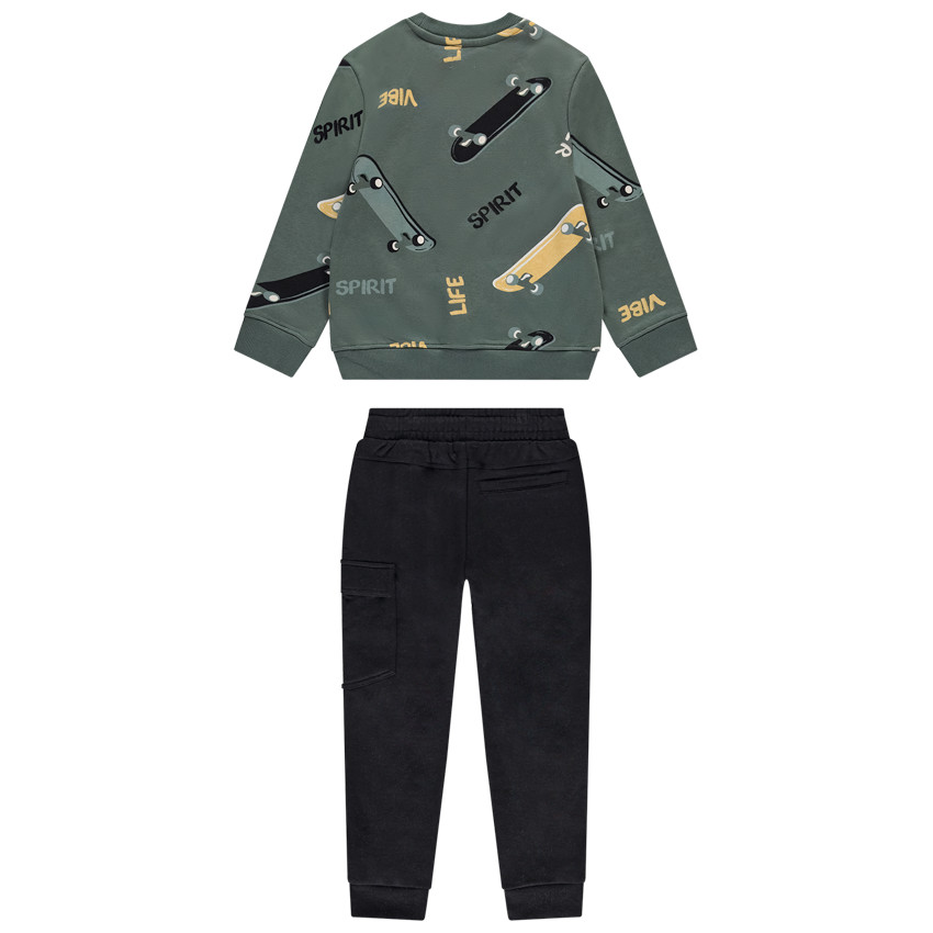 Conjunto de chándal + sudadera estampada de skate para niño 
