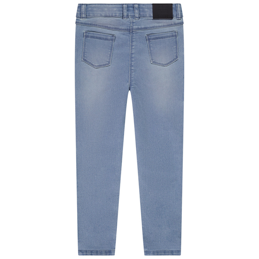 Jean slim de denim efecto patchwork con strass para niña  Additional Jean slim de denim efecto patchwork con strass para niña