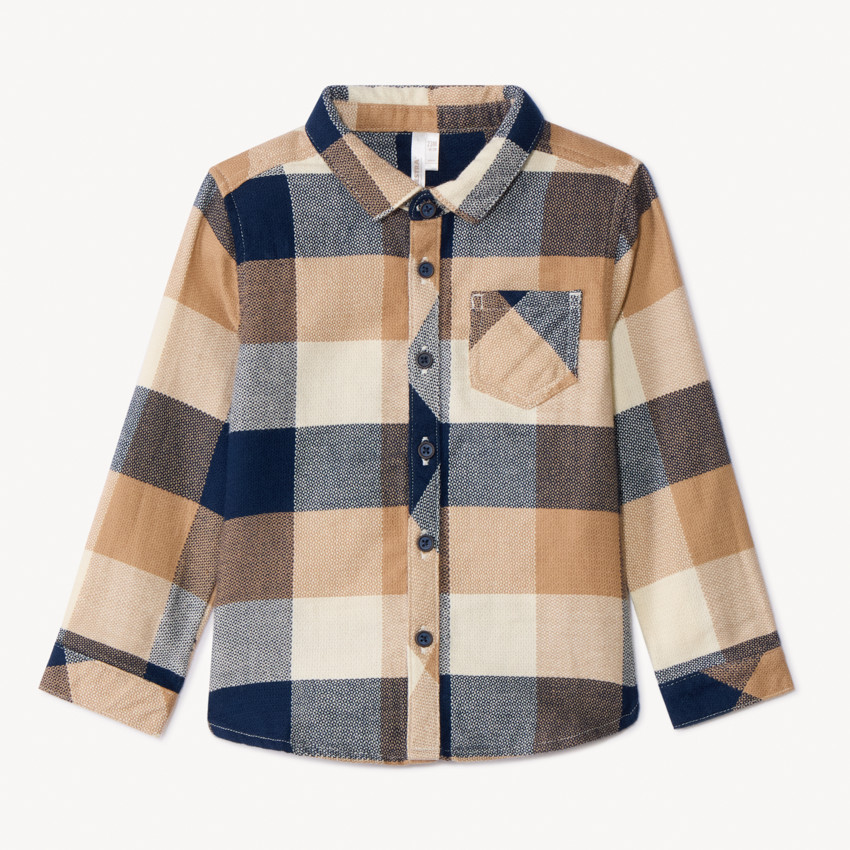 Camisa de manga larga a cuadros para bebé niño 