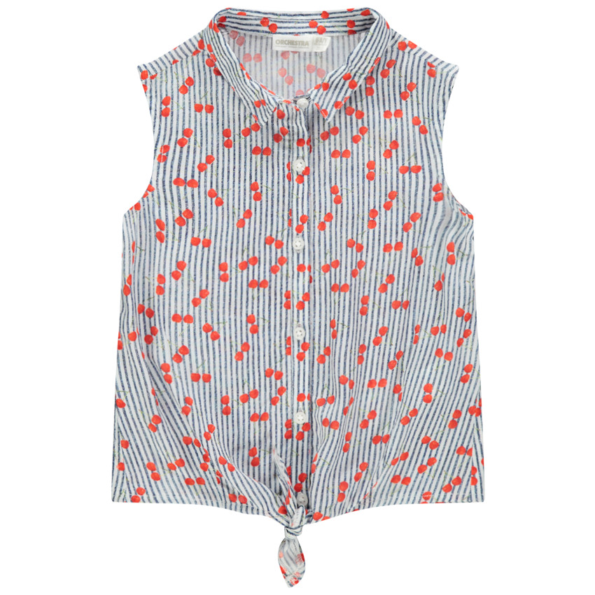 Chemise sans manches imprimée cerises all-over 