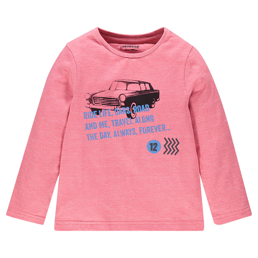 Camiseta manga larga con coche y motivos estampados en la parte delantera 