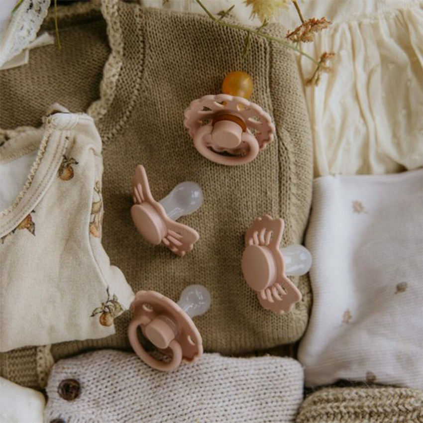 Pack de 4 Sucettes "Première sucette de bébé" Pacifier Blush  