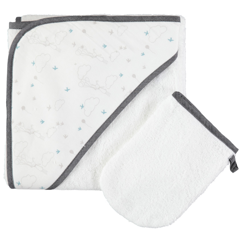 Conjunto de baño con capa con capucha y guante estampado Main Conjunto de baño con capa con capucha y guante estampado