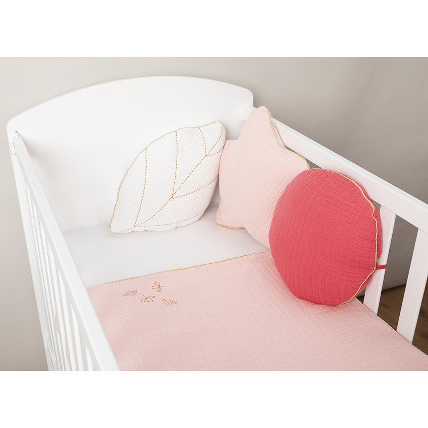 Cojín decorativo en gasa de algodón forma hoja modulable 