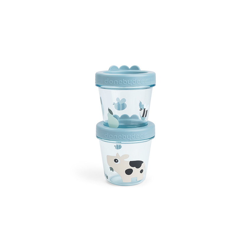 Lot de 2 pots de conservation 150ml Tiny Farm bleu 