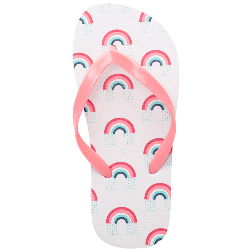 Chanclas rosas con estampado de arcoíris para niña 