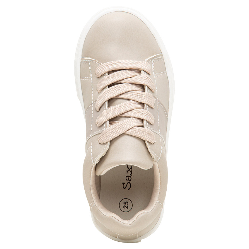 Zapatillas bajas de efecto cuero con cordones 