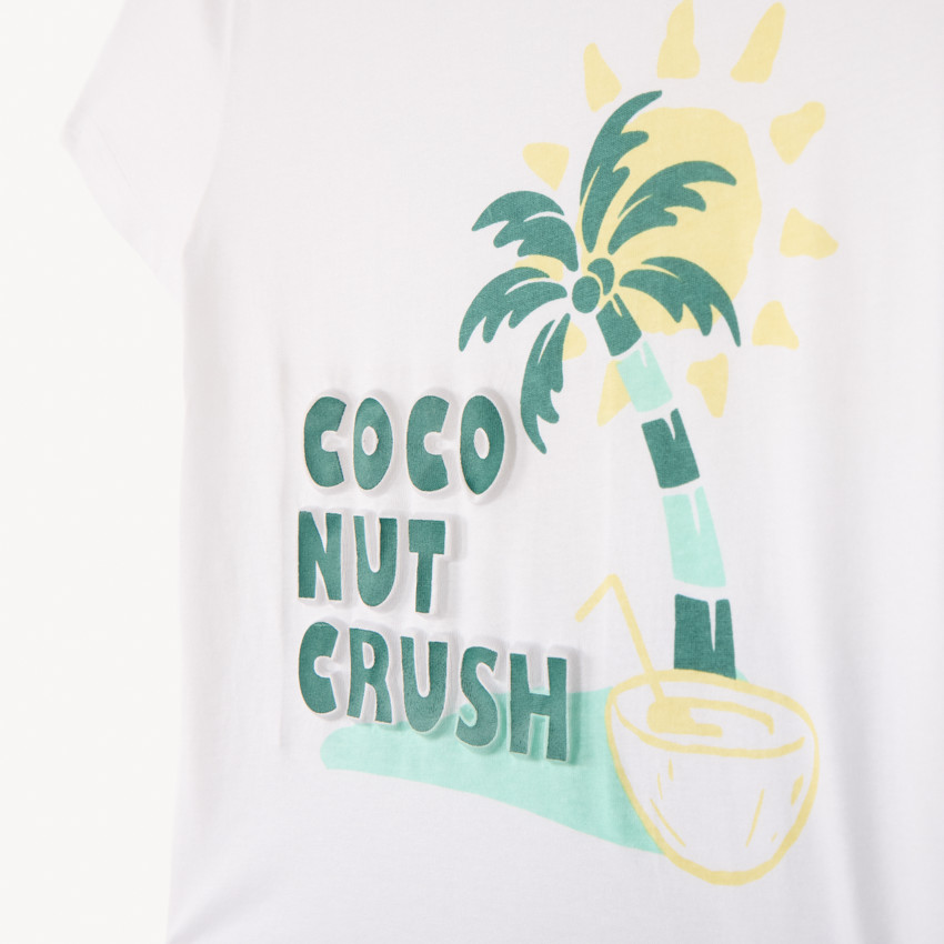 Conjunto de camiseta de manga corta + bermudas con motivos de coco para niño. 