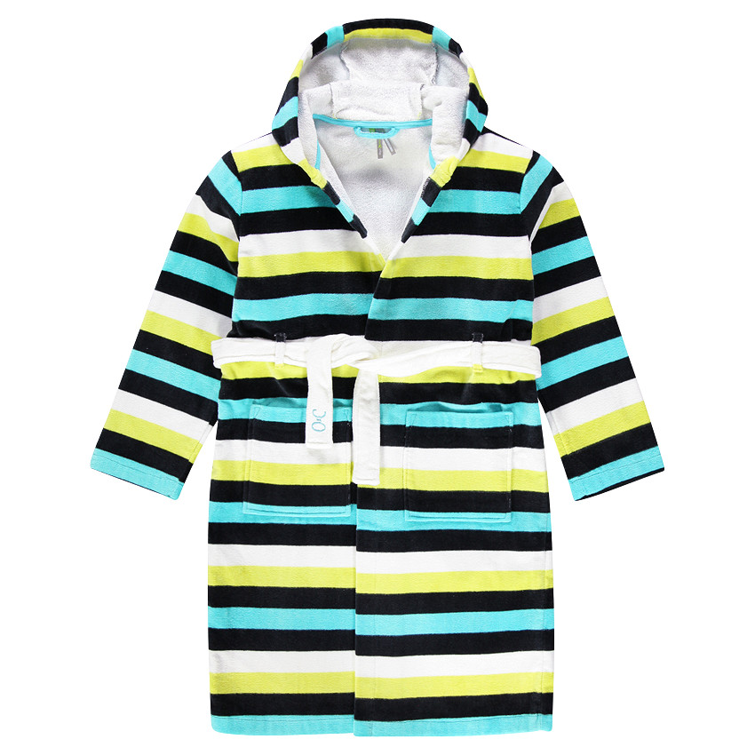 Albornoz con capucha con rayas 