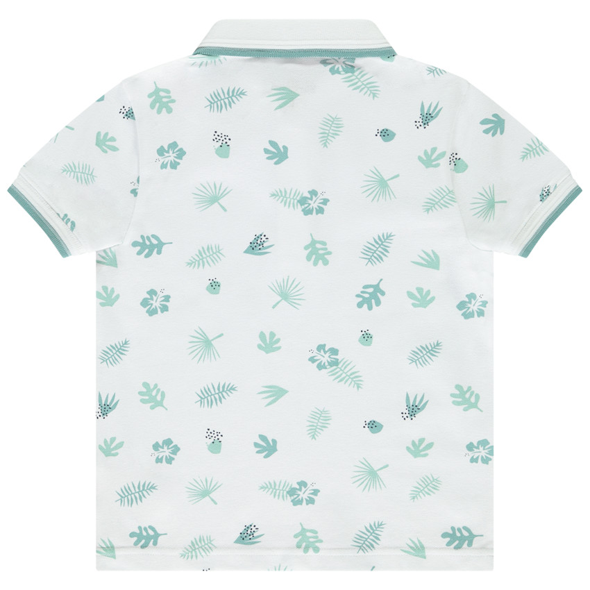 Polo de manga corta con estampado de hojas para niño 