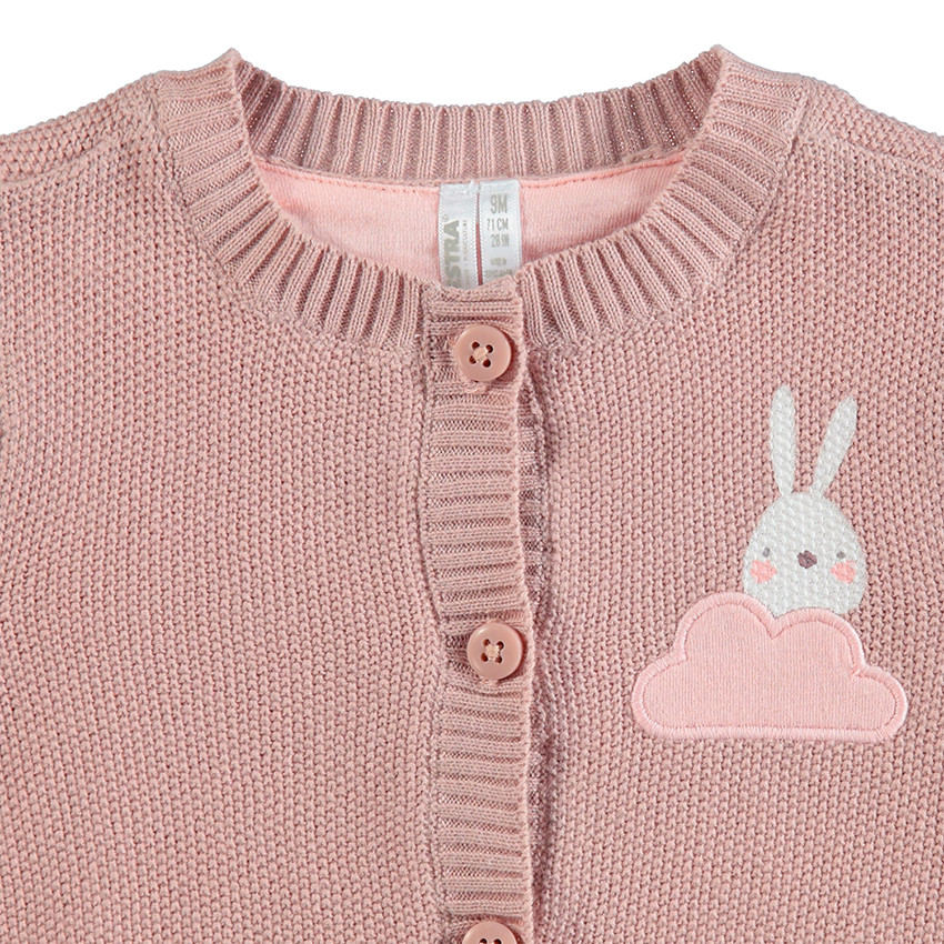 Gilet en maille doublé jersey avec nuage brodé  Additional Gilet en maille doublé jersey avec nuage brodé