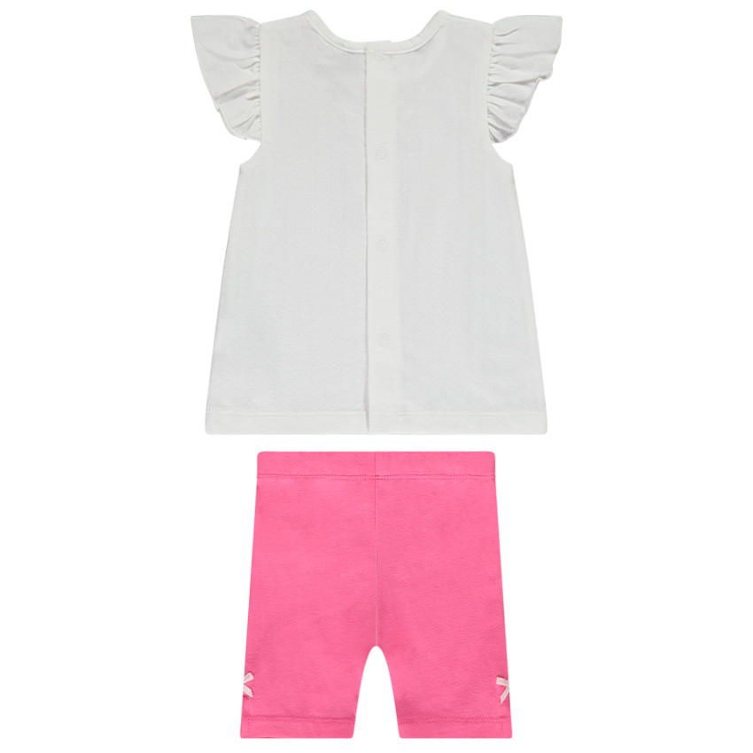 Conjunto de camiseta de punto fantasía y corsario liso para bebé niña 