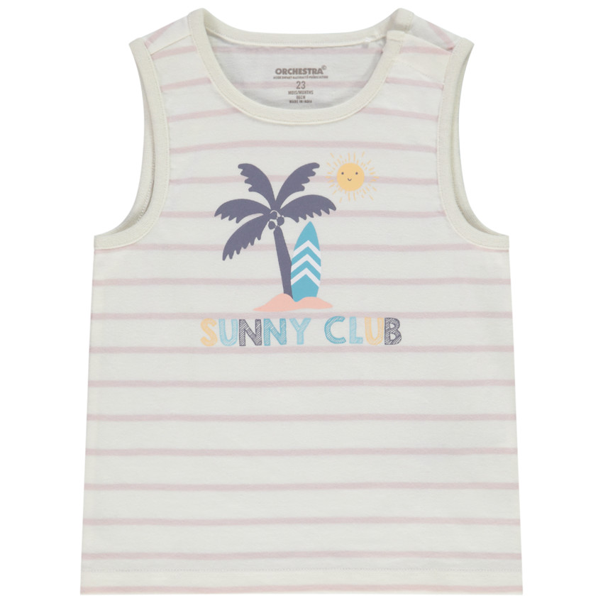 Camiseta sin mangas de jersey a rayas y estampado para bebé niño 