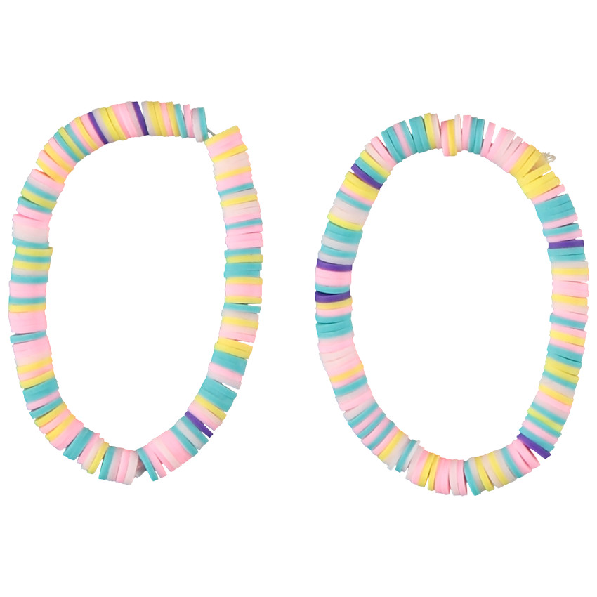 Lote de 2 pulseras de perlas multicolores para niña 