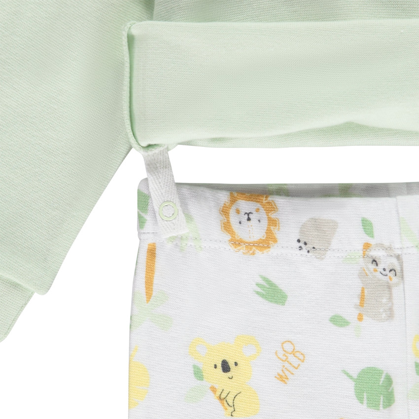 Pijama de 2 piezas fantasía animales en punto canalé para bebé niño 