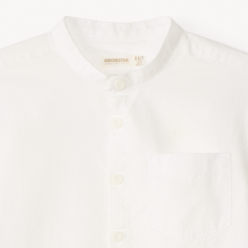 Camisa de manga corta con cuello mao para bebé niño. 