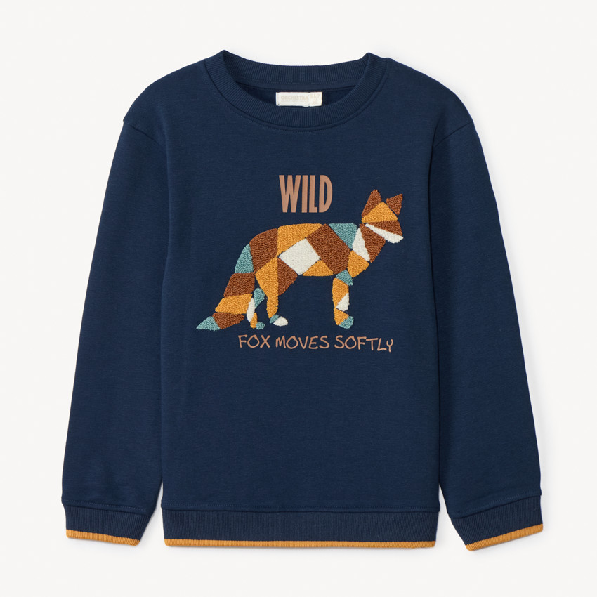 Sudadera de molleton con bordado efecto rizo para niño 