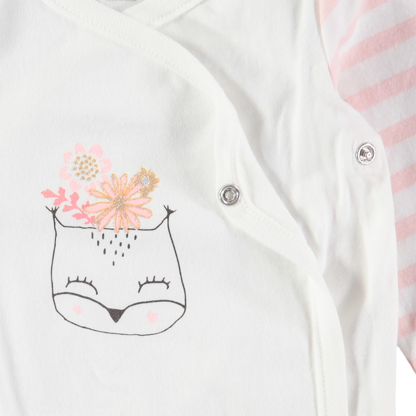 Juego de 5 bodies de manga larga de punto con estampados de fantasía y rayas 