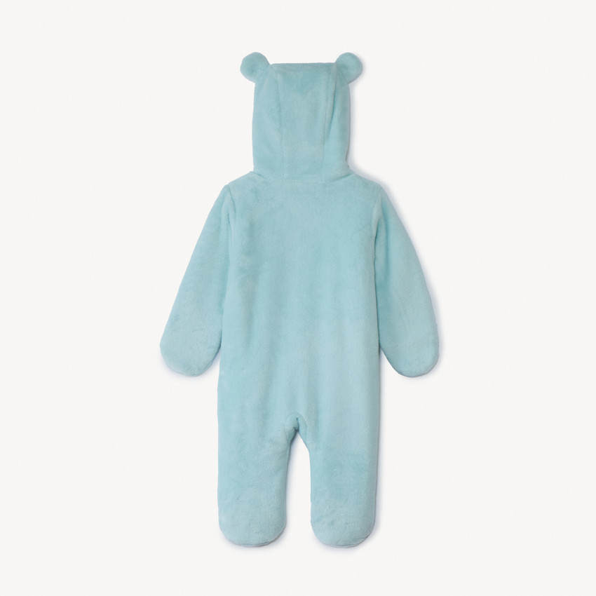 Pelele piloto de sherpa liso con orejas de osito para bebé niño 