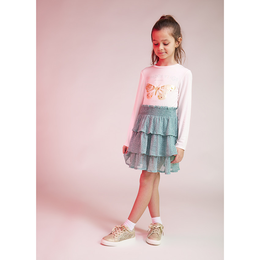 Jupe courte volontée en crépon imprimé pour fille 