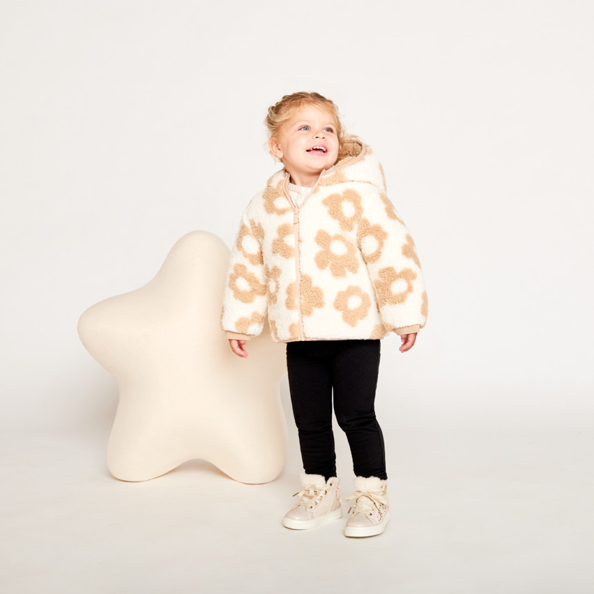 Chaqueta sherpa reversible con capucha para bebé niña 