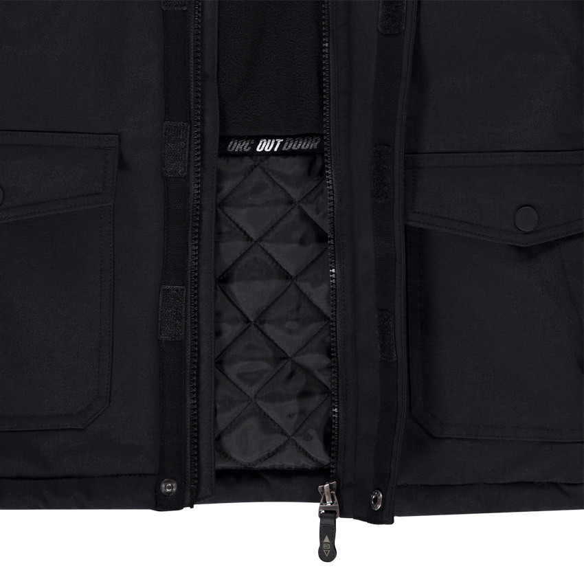 Parka en poliéster con capucha con pelo falso y forro micropolar para niño 