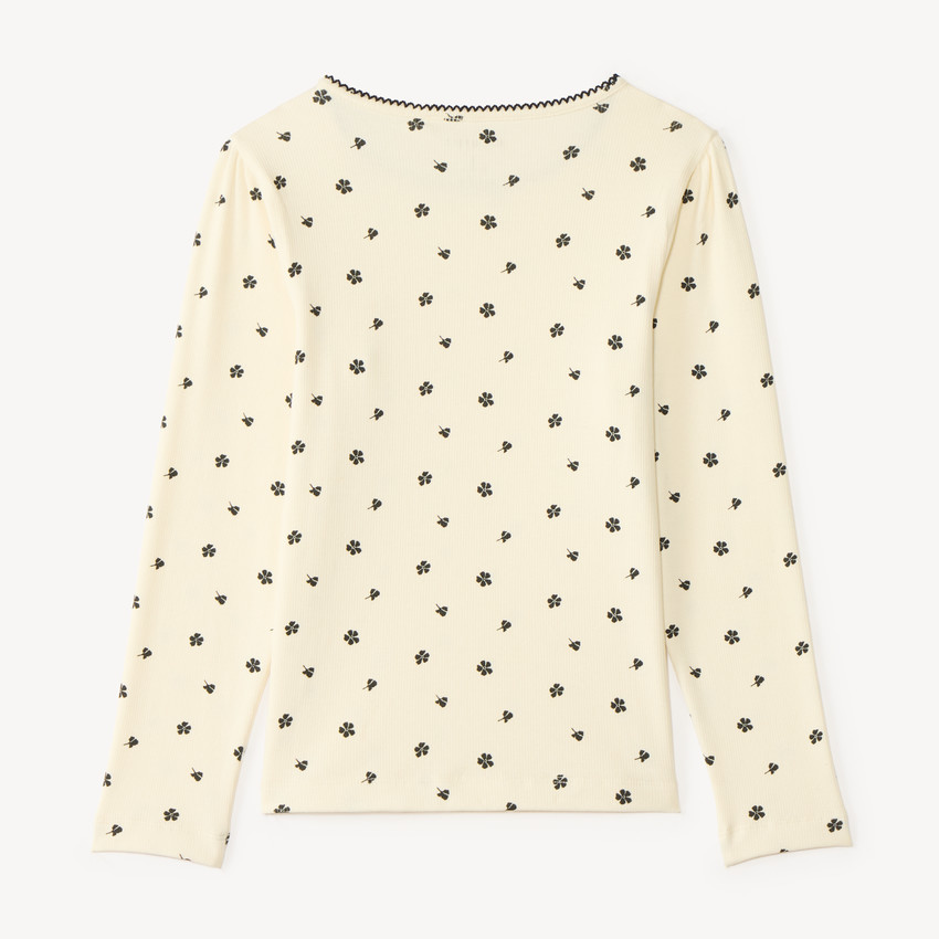 Camiseta de manga larga con estampado de flores para niña 