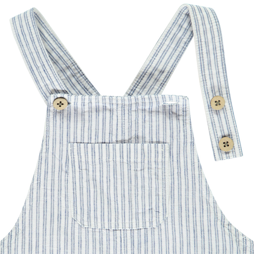 Pelele corto rayado con botones de coco para bebé niño 