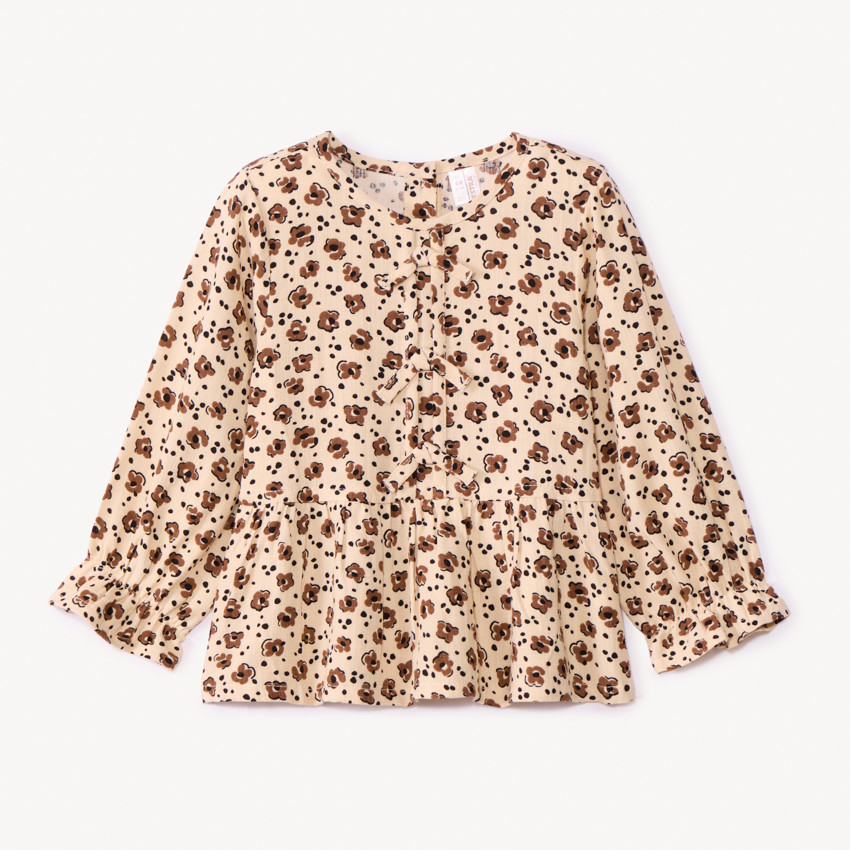 Tunique manches longues imprimé fleurs pour bébé fille 