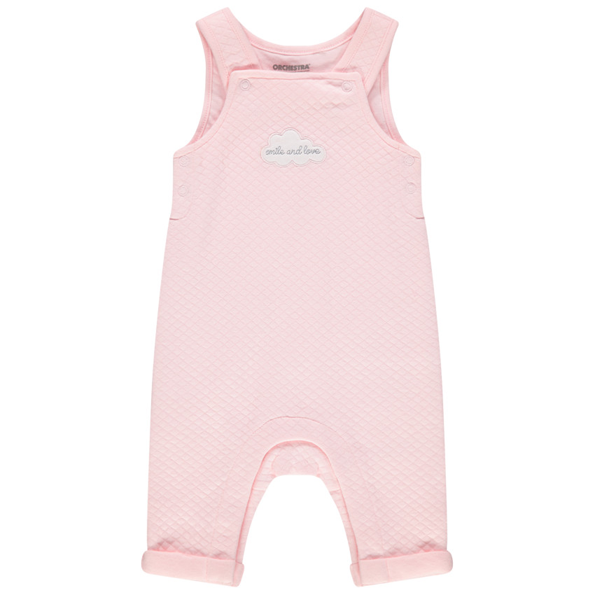 Peto largo de felpa rosa con dibujo de nubes 