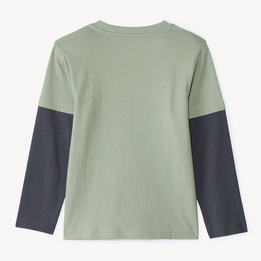 Camiseta de manga larga efecto 2 en 1 estampada de esquí niño. 