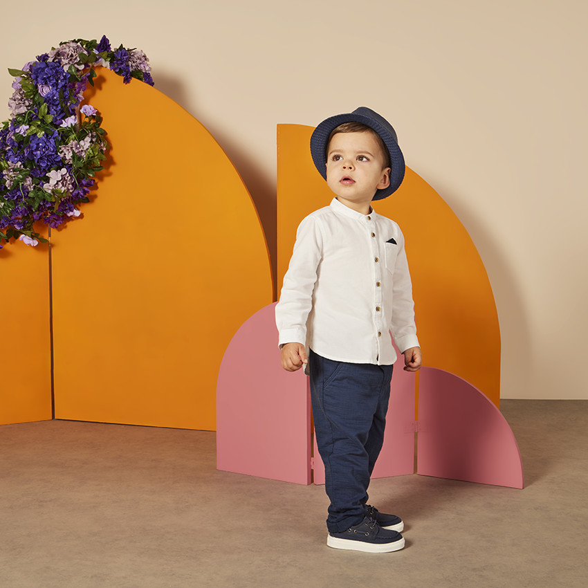 Pantalón liso de tela para bebé niño 